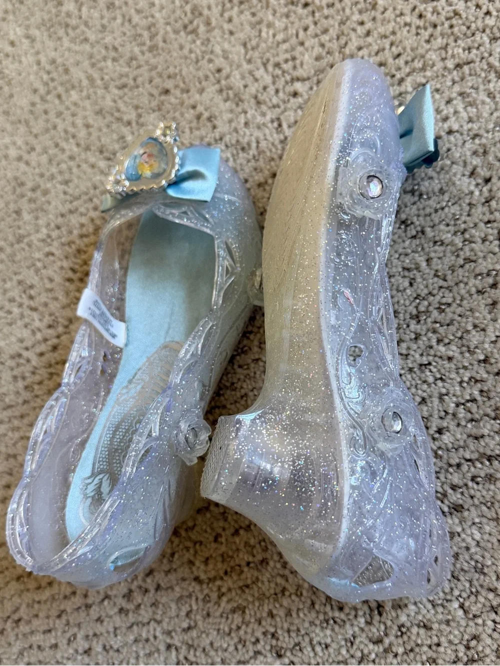 Cinderella Glitter Blue Bow Dress Shoes for Kids